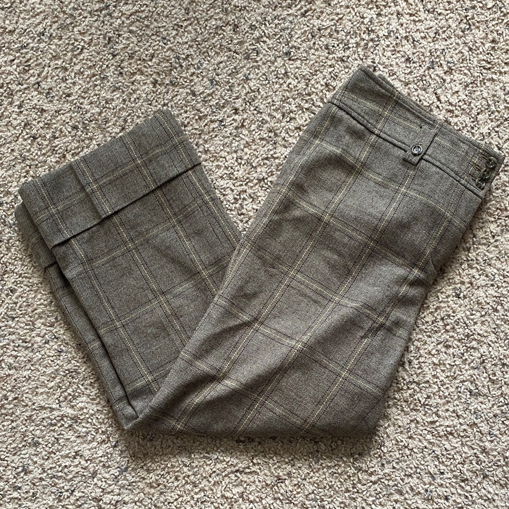 Ann Taylor Womens Dark Tan Plaid Pants